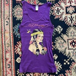 Ed Hardy Tank Top 1x Tattoo Indian Maiden American Native Christian Audigier